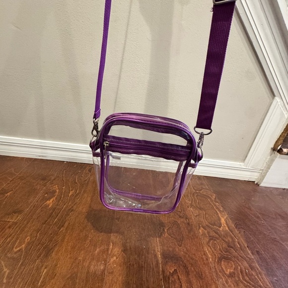 Transparent Clear Purple Crossbody Stadium Bag - Picture 3 of 4